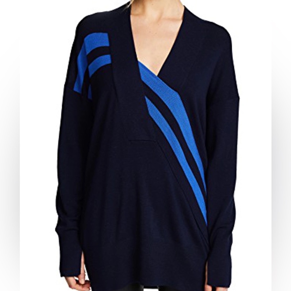 RAG & BONE Grace V Neck Extra Fine Merino Wool Sweater - Navy - Picture 2 of 9